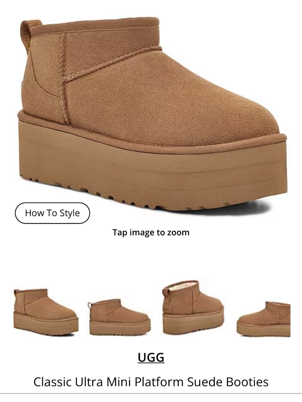 UGG Mini Platform Suede Booties in Chestnut Brown